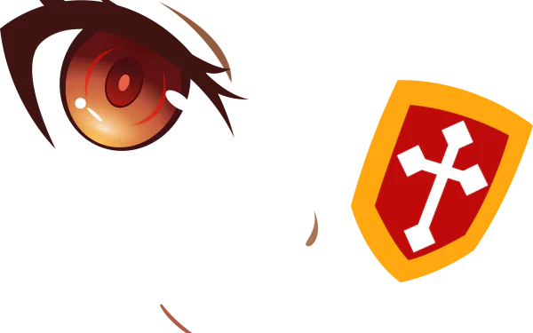 A vibrant HD desktop wallpaper featuring Megumin from KonoSuba, showcasing her iconic eye and emblem, capturing the essence of KonoSuba - God’s blessing on this wonderful world!!.