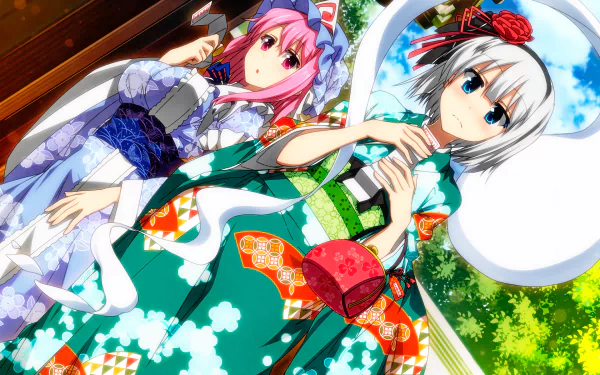 Myon (Touhou) Youmu Konpaku Yuyuko Saigyouji Anime Touhou HD Desktop Wallpaper | Background Image
