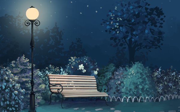 Artistic Night Park Bench HD Wallpaper | Background Image