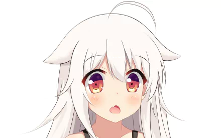 Anime-style HD desktop wallpaper featuring a close-up of a surprised character from Urara Meirochō with white hair and large expressive eyes.