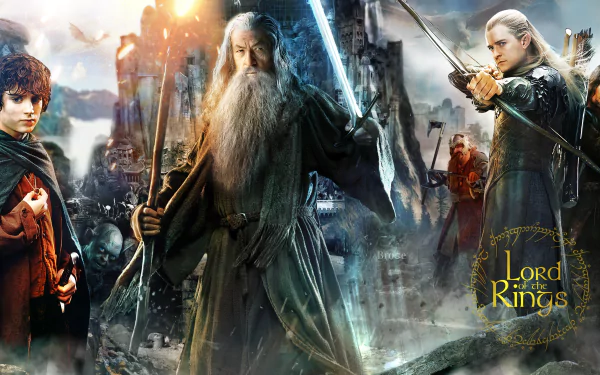 Aragorn Gimli Legolas Gandalf Frodo Baggins movie The Lord Of The Rings HD Desktop Wallpaper | Background Image