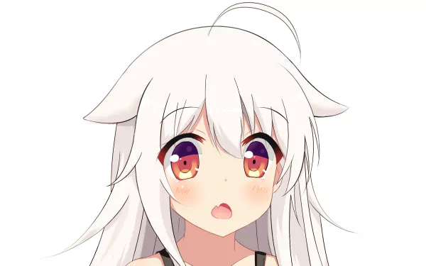 Anime-style HD desktop wallpaper featuring a close-up of a surprised character from Urara Meirochō with white hair and large expressive eyes.
