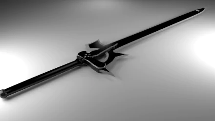 HD desktop wallpaper featuring a sleek, black sword inspired by the anime Sword Art Online, with a minimalist, gradient background.