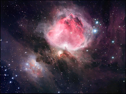 HD desktop wallpaper featuring a vibrant nebula and glowing stars within the Orion constellation, evoking a stunning sci-fi space scene.