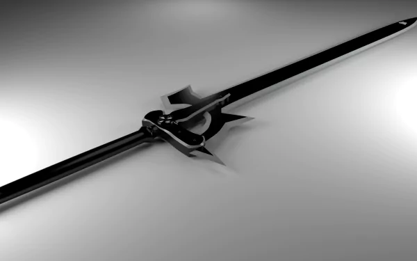 HD desktop wallpaper featuring a sleek, black sword inspired by the anime Sword Art Online, with a minimalist, gradient background.