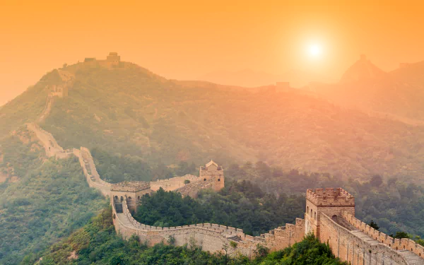 sunset China monument man made Great Wall of China HD Desktop Wallpaper | Background Image