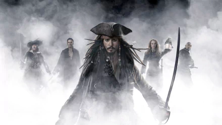 Chow Yun-Fat Captain Sao Feng Geoffrey Rush Hector Barbossa Johnny Depp Jack Sparrow Will Turner Orlando Bloom Keira Knightley Elizabeth Swann movie Pirates Of The Caribbean: At World's End HD Desktop Wallpaper | Background Image