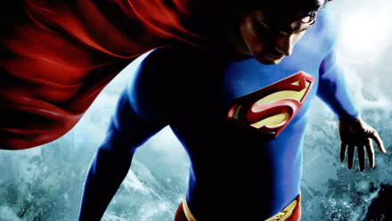 HD desktop wallpaper of Superman from the movie Superman Returns, showcasing him in his iconic costume, flying against a dramatic sky background.
