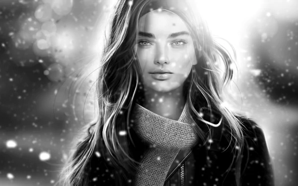 snowfall headband Black & White woman artistic HD Desktop Wallpaper | Background Image