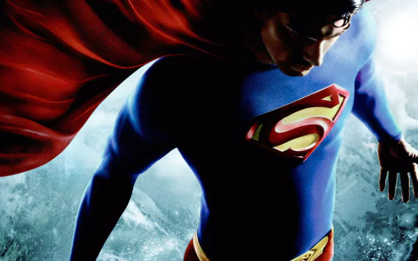 HD desktop wallpaper of Superman from the movie Superman Returns, showcasing him in his iconic costume, flying against a dramatic sky background.