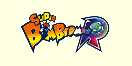 HD desktop wallpaper featuring the colorful logo of Super Bomberman R on a plain background.