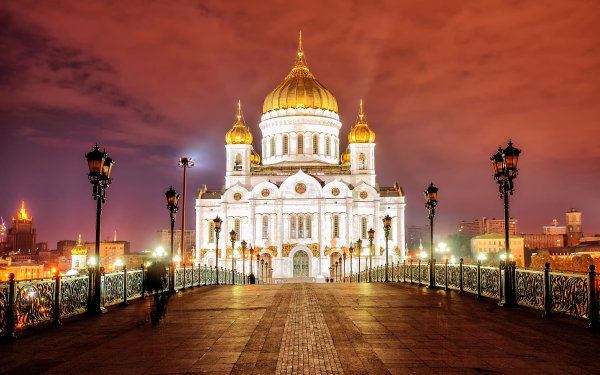 Religious Cathedral of Christ the Saviour Cathedrals Cathedral Night Building Architecture Dome Moscow Russia HD Wallpaper | Background Image