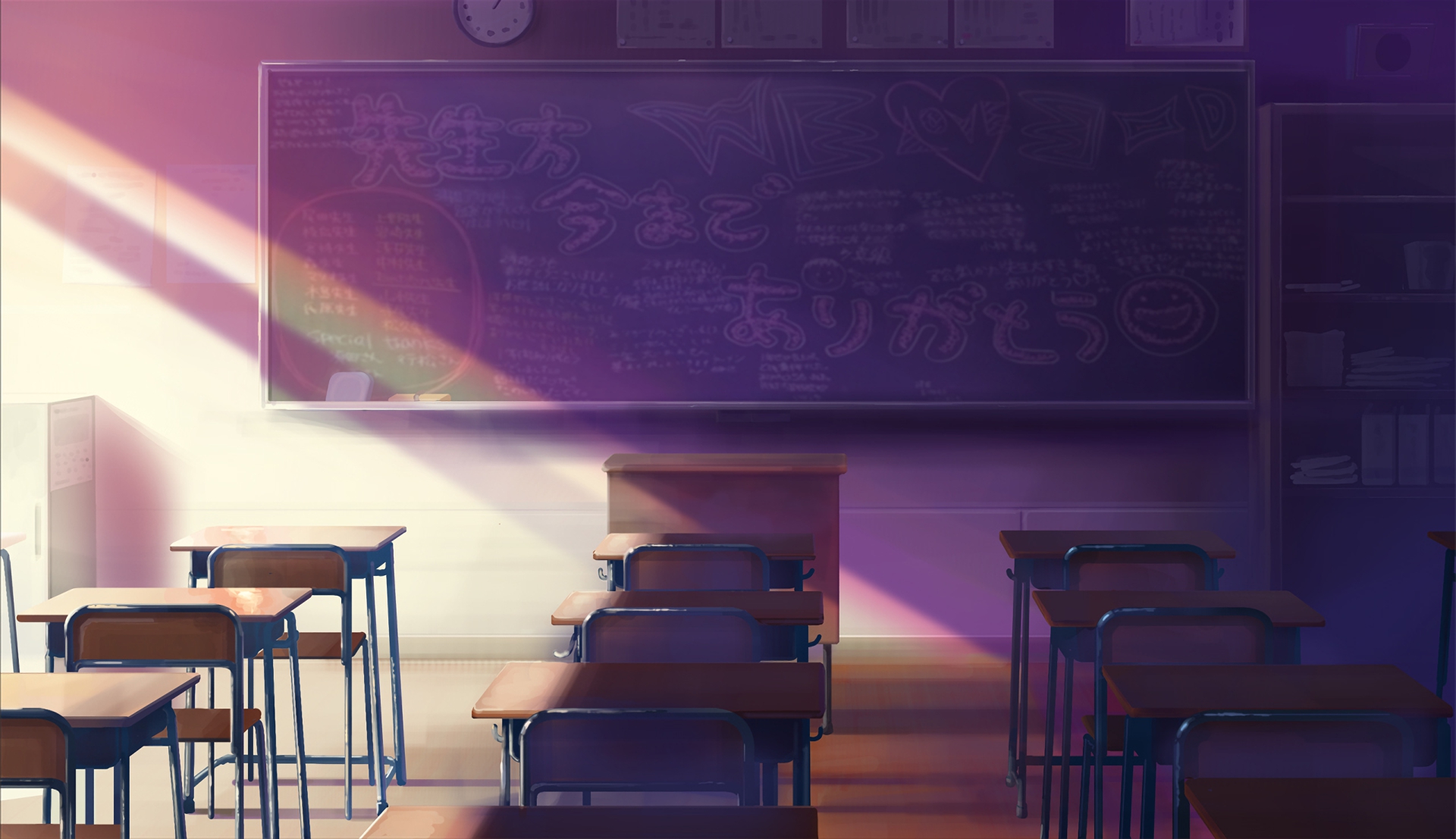 Anime, Original, Chair, Classroom, HD wallpaper