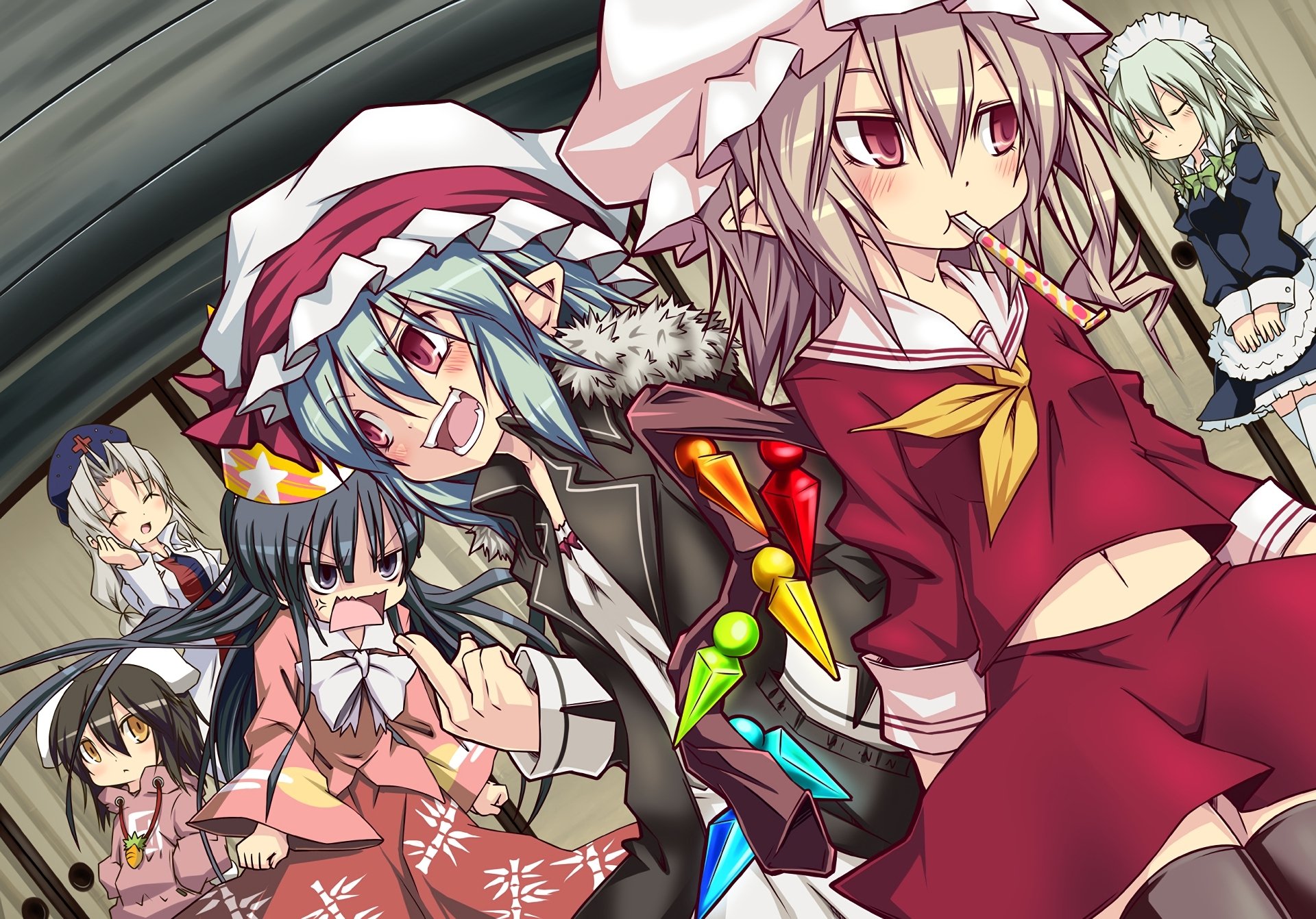 Download Eirin Yagokoro Remilia Scarlet Sakuya Izayoi Tewi Inaba Kaguya Houraisan Flandre Scarlet Anime Touhou HD Wallpaper