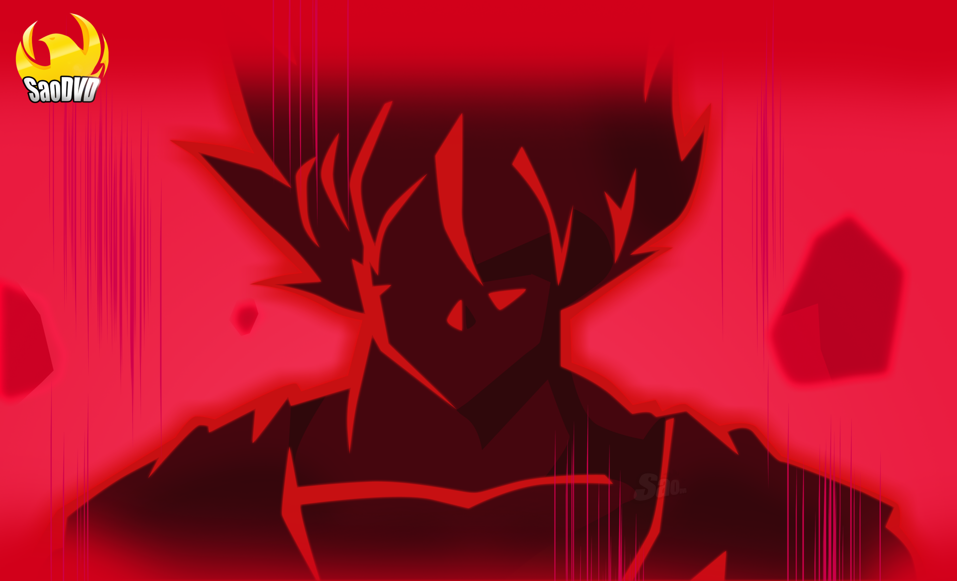A striking 4K Ultra HD PC wallpaper featuring Goku from the anime Dragon Ball Super in a bold red silhouette.