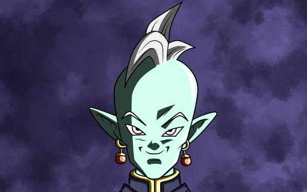 Rou from Dragon Ball Super appears against a dark purple textured background in this 4K Ultra HD anime desktop wallpaper.