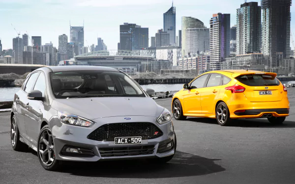 Australia Melbourne yellow car silver car car compact car Ford vehicle Ford Focus HD Desktop Wallpaper | Background Image