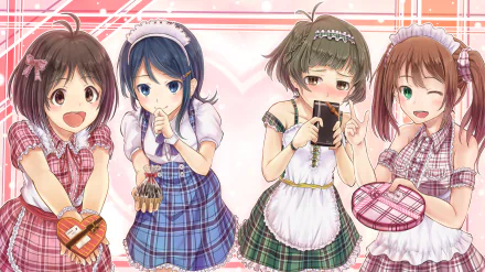 Ai Hidaka Eri Mizutani Saki Mizushima Ryo Akizuki Valentine's Day Anime The iDOLM@STER HD Desktop Wallpaper | Background Image