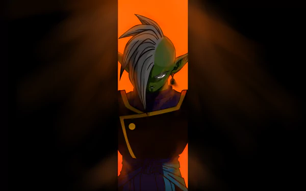 HD desktop wallpaper featuring Zamasu from Dragon Ball Super, set against a dramatic background with a vivid orange and dark hues.