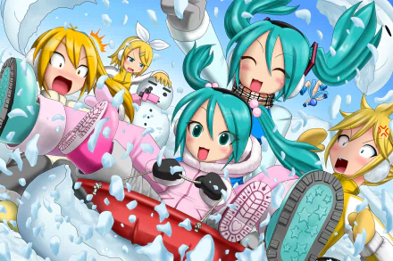 Akita Neru Len Kagamine Rin Kagamine Hatsune Miku Anime Vocaloid HD Desktop Wallpaper | Background Image