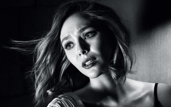 Celebrity Elizabeth Olsen Actress American Face Black & White HD Wallpaper | Background Image