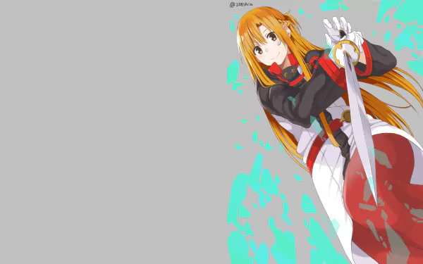 Asuna Yuuki from Sword Art Online Ordinal Scale stands poised with her sword in this 4K Ultra HD anime wallpaper from the Sword Art Online Movie: Ordinal Scale.