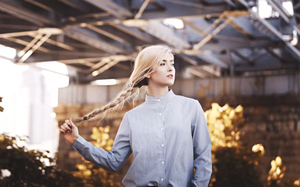 depth of field braid blonde woman model HD Desktop Wallpaper | Background Image