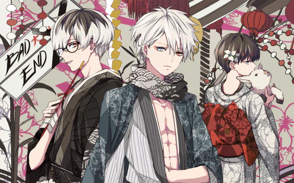 HD desktop wallpaper featuring Haise Sasaki and Ken Kaneki from Tokyo Ghoul:re. The detailed anime artwork presents both characters in stylish outfits with a Bad End sign in the background.