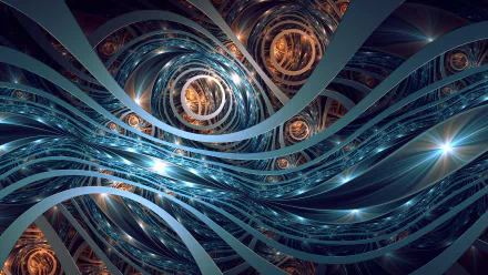 This HD wallpaper features a trippy, psychedelic CGI pattern with an abstract blue fractal design, creating an intriguing and dynamic desktop background.