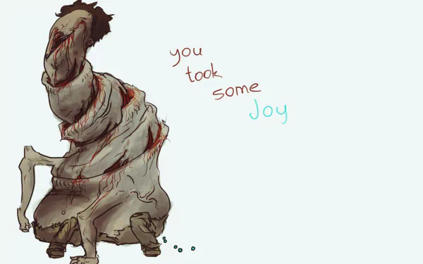 HD desktop wallpaper from LISA game featuring a creature with the phrase you took some Joy on a plain background.