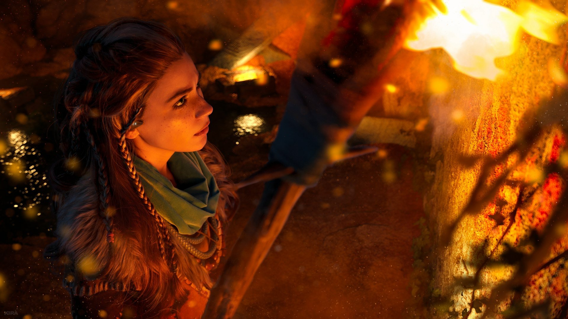 Download Aloy (Horizon Series) Horizon Zero Dawn Woman Cosplay HD Wallpaper by LuckyStrikeCosplay