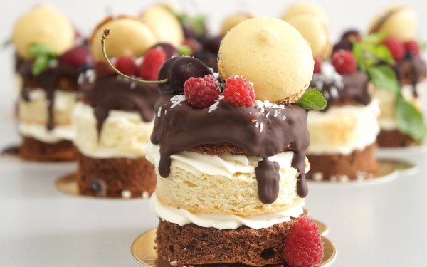Food Dessert Chocolate Raspberry Cake Pastry Macaron Sweets HD Wallpaper | Background Image