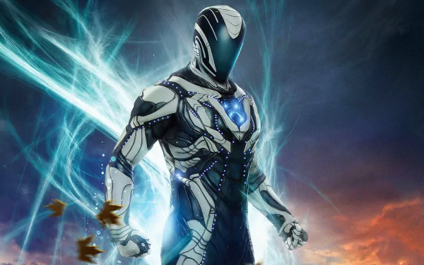 HD PC desktop wallpaper featuring Max Steel from the movie, showcasing the futuristic armored hero with glowing blue energy effects against a dark, dynamic background.