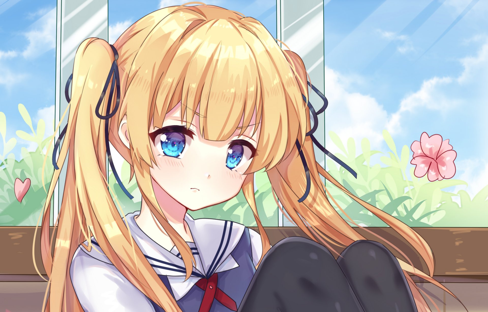 HD PC desktop wallpaper featuring Eriri Spencer Sawamura from the anime Saekano: How to Raise a Boring Girlfriend, depicted with blonde twin tails and blue eyes.