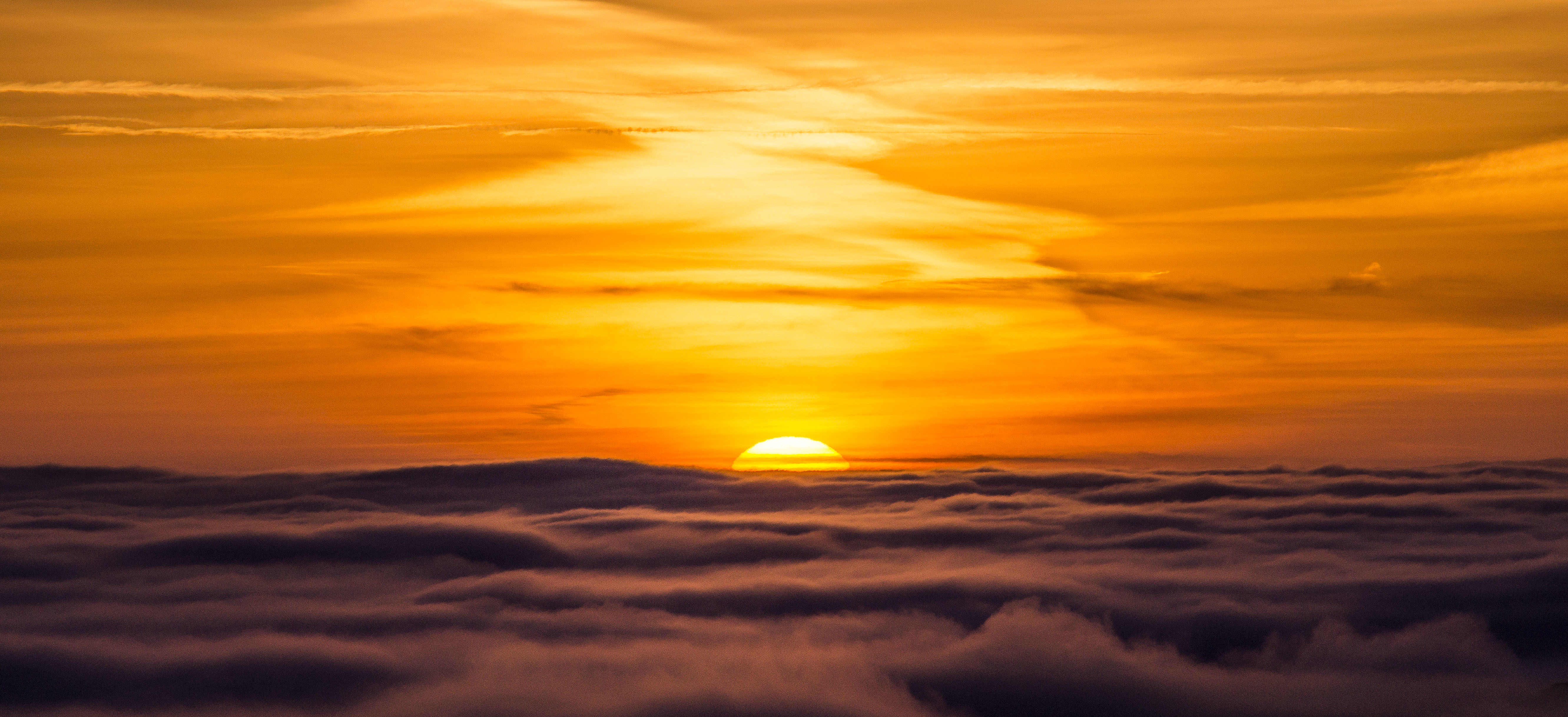Download Sky Sun Horizon Cloud Nature Sunset 4k Ultra HD Wallpaper