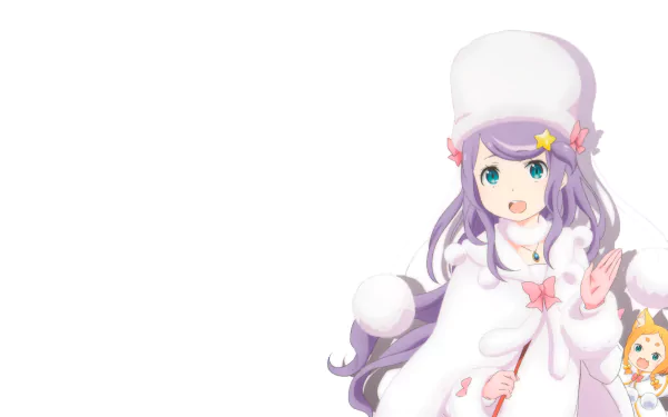 4K Ultra HD anime wallpaper featuring Anastasia Hoshin from Re:Zero - Starting Life in Another World, dressed in a white winter outfit with pastel accents.