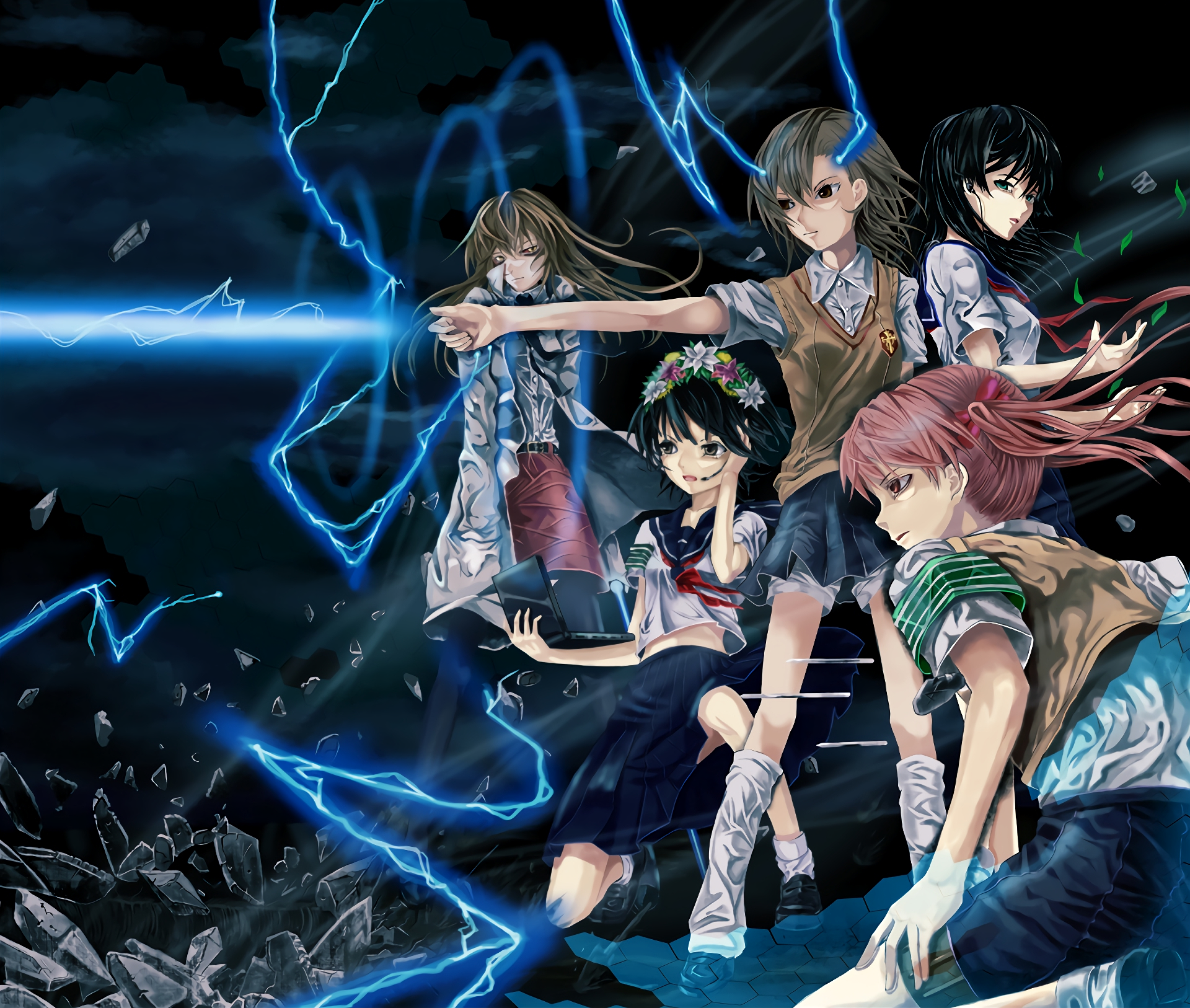 Download Kazari Uiharu Kuroko Shirai Ruiko Saten Harumi Kiyama Mikoto Misaka Anime A Certain Scientific Railgun HD Wallpaper