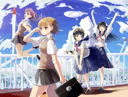 Kazari Uiharu Ruiko Saten Kuroko Shirai Mikoto Misaka Anime A Certain Scientific Railgun HD Desktop Wallpaper | Background Image