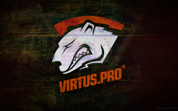 HD desktop wallpaper featuring the Virtus.pro logo with a fierce bear, themed around Counter-Strike: Global Offensive and esports.