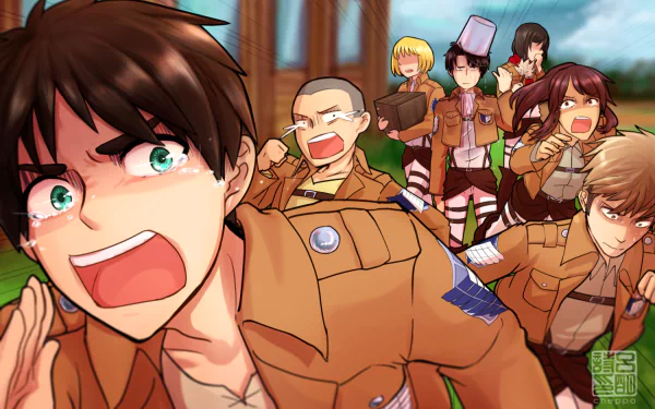 Connie Springer Sasha Blouse Eren Yeager Mikasa Ackerman Armin Arlert Levi Ackerman Attack on Titan Anime Eren & Mikasa HD Desktop Wallpaper | Background Image