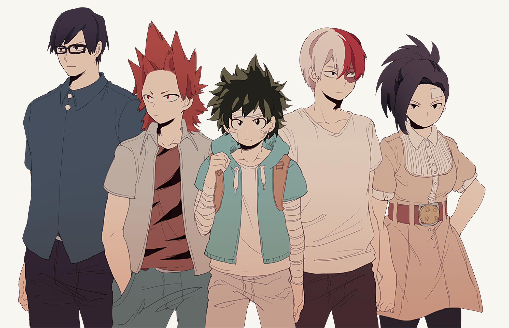 Download Momo Yaoyorozu Shoto Todoroki Izuku Midoriya Eijiro Kirishima  Tenya Iida Anime My Hero Academia HD Wallpaper