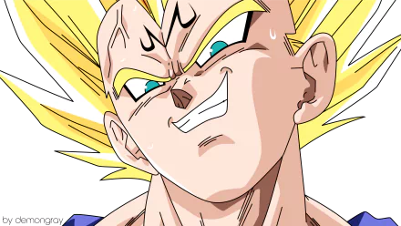 Ultra HD 4K PC wallpaper featuring Majin Vegeta from Dragon Ball Z, showcasing his intense expression in iconic anime style.