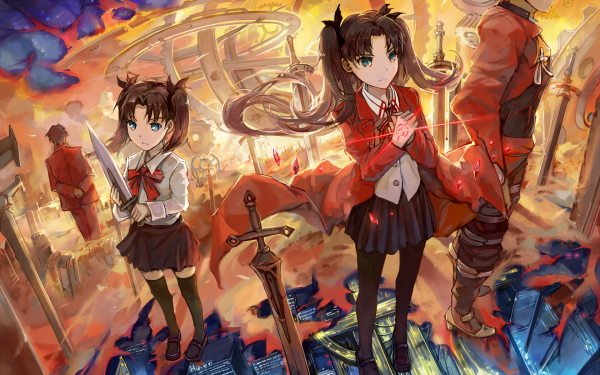 Anime Fate/Stay Night: Unlimited Blade Works Fate Series Rin Tohsaka Archer Tokiomi Tohsaka HD Wallpaper | Background Image
