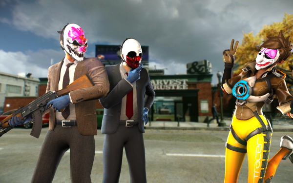 Video Game Crossover Payday 2 Wolf Houston Tracer Hoxton HD Wallpaper | Background Image