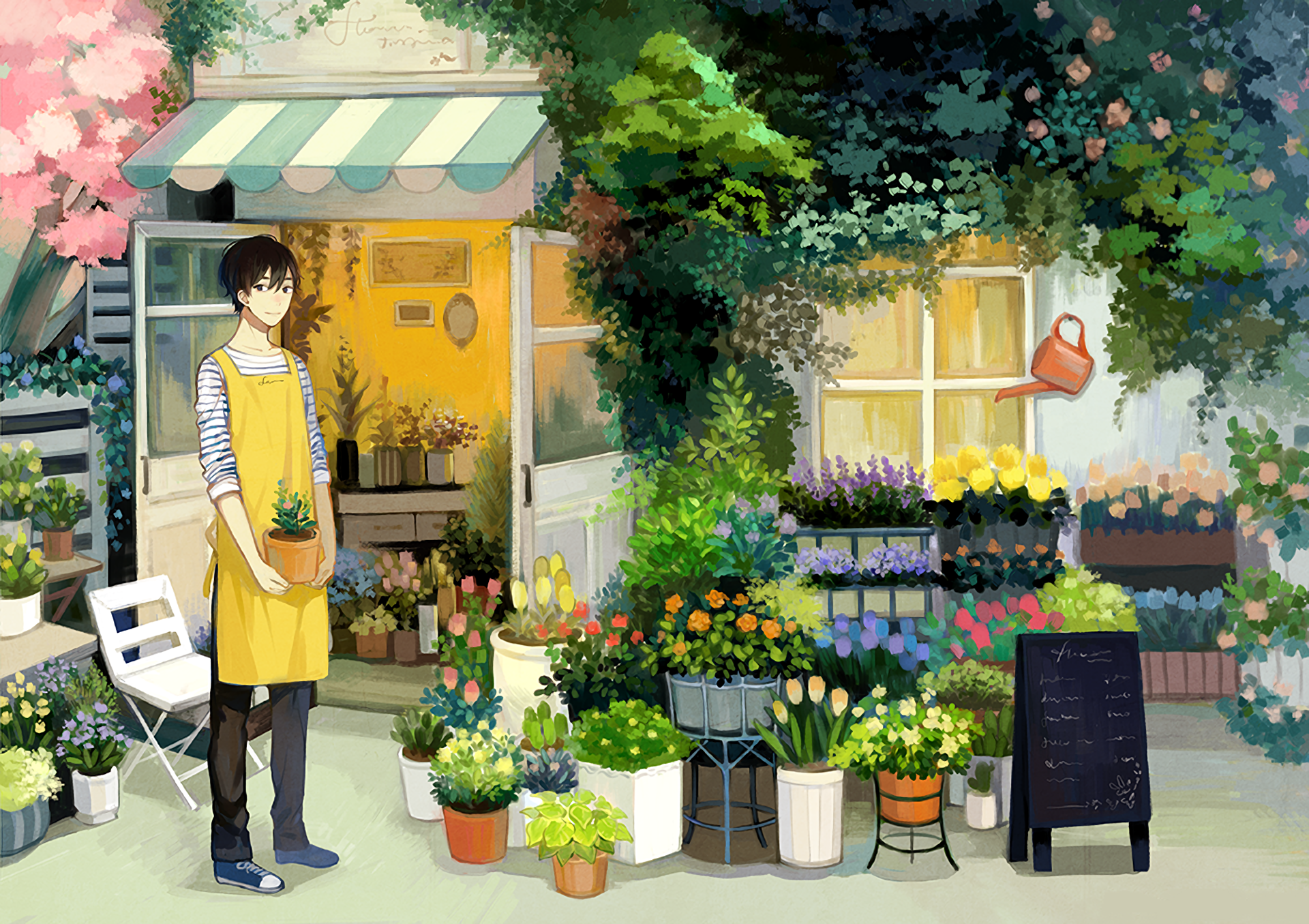 Нарисованный цветочный магазин