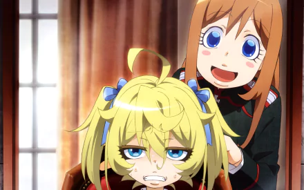 4K Ultra HD anime wallpaper featuring Viktoriya Ivanovna Serebryakov and Tanya Degurechaff from The Saga of Tanya the Evil, with vibrant colors and detailed character expressions.