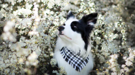 white flower dog Animal border collie HD Desktop Wallpaper | Background Image