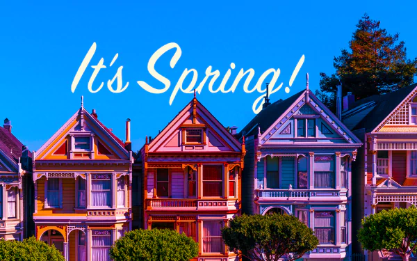 San Francisco spring colors architecture Painted ladies man made house HD Desktop Wallpaper | Background Image
