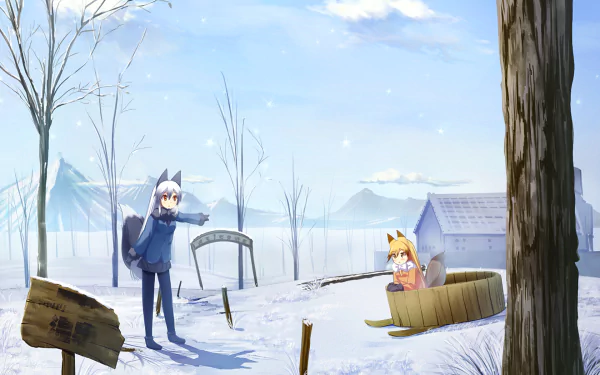 Silver Fox (Kemono Friends) Ezo Red Fox (Kemono Friends) Anime Kemono Friends HD Desktop Wallpaper | Background Image