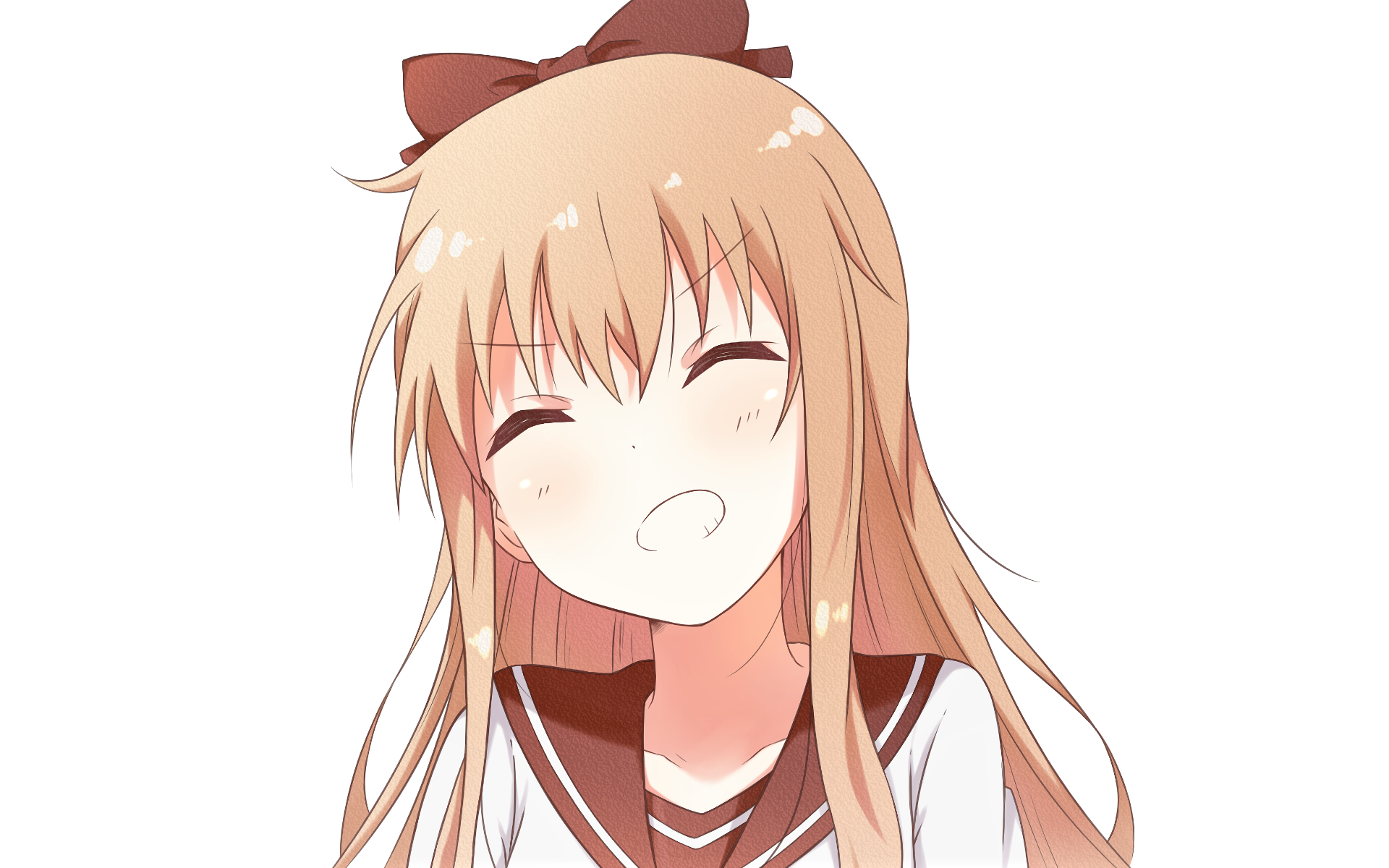 Kyōko Toshinō from the anime YuruYuri smiling brightly, featured in an HD PC desktop wallpaper and background.